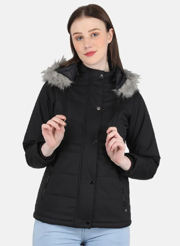 Women Black Solid Jacket