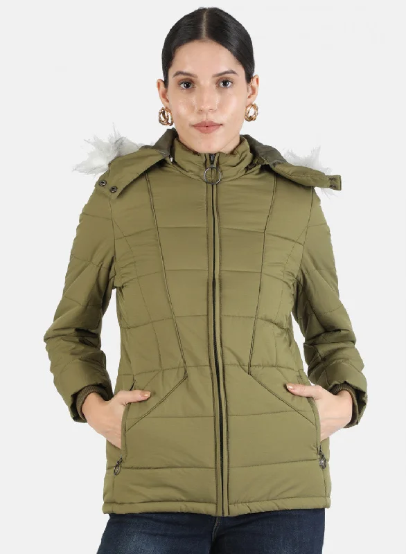 Women Green Solid Jacket