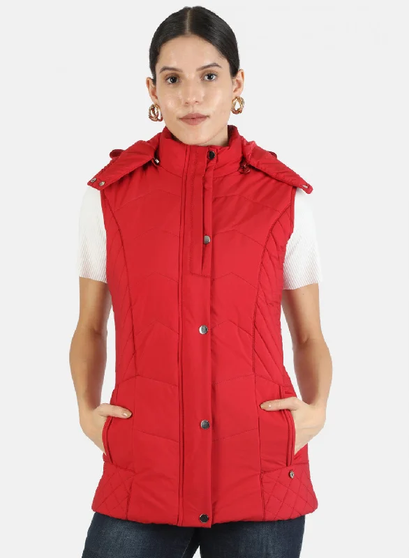 Women Red Solid Jacket