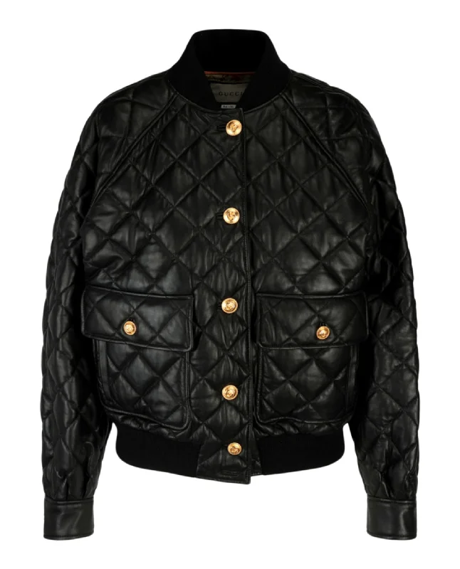 Quilted Leather Bomber Jacket