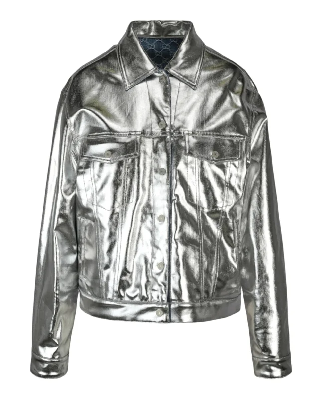 Reversible Gg Metallic Denim Jacket