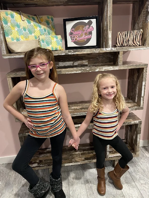 Girls Multi Color Stripe Tank Top