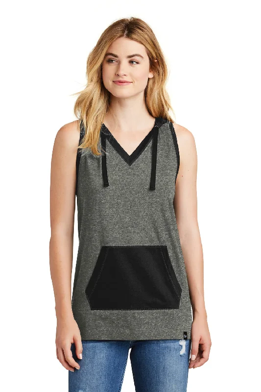 New Era Womens Heritage Hooded Tank Top - Black Twist/Black - Closeout