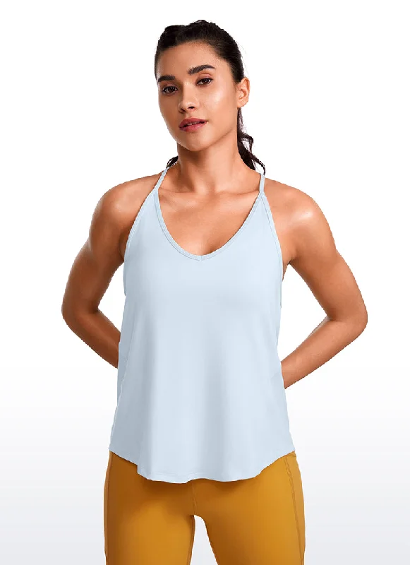 Lightweight Halter Tie Back Tank V Neck