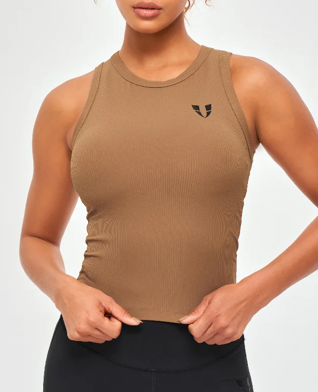 Ribbed Workout Tank - Brown