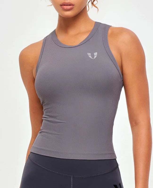 Ribbed Workout Tank - Gray Purple