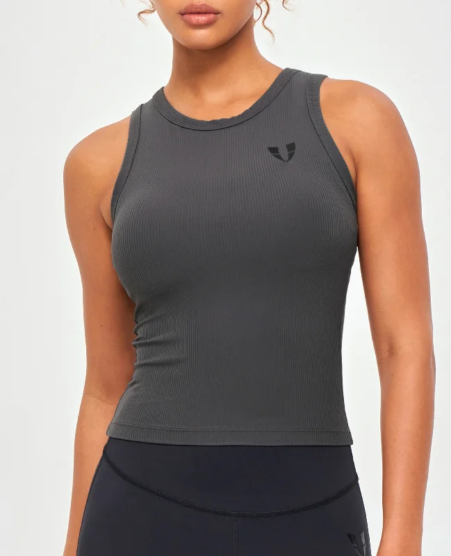 Ribbed Workout Tank - Lava Gray