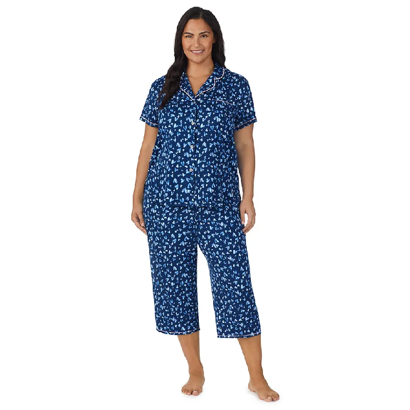 Sueded Poly Spandex Short Sleeve Notch 2-Pc Pajama Set PLUS