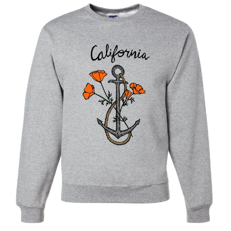 California Anchor Poppies Crewneck Sweatshirt