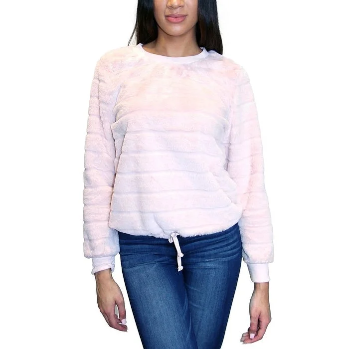 Crave Fame Juniors' Faux-Faux Sweatshirt Pink Size Extra Large