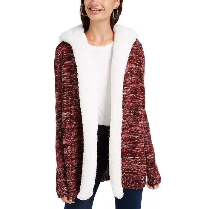 Crave Fame Juniors' Sherpa Trim Cardigan Purple Size X-Small