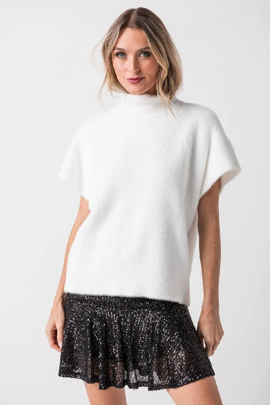 Elan Mockneck Capsleeve Sweater