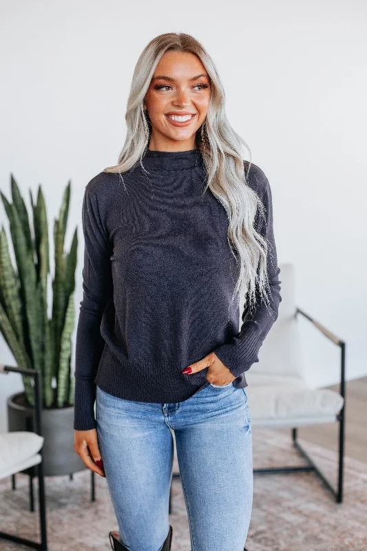 Faith Mock Neck Sweater - Midnight