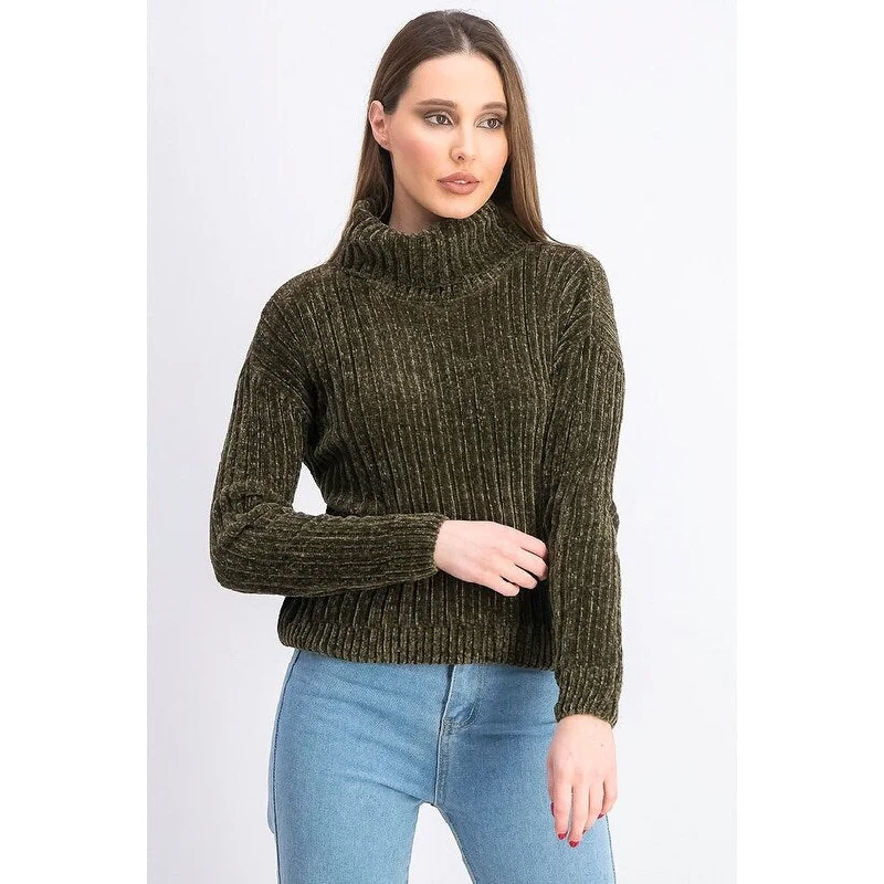 Hippie Rose Juniors' Chenille Turtleneck Sweater Dark Green Size X-Small - XS