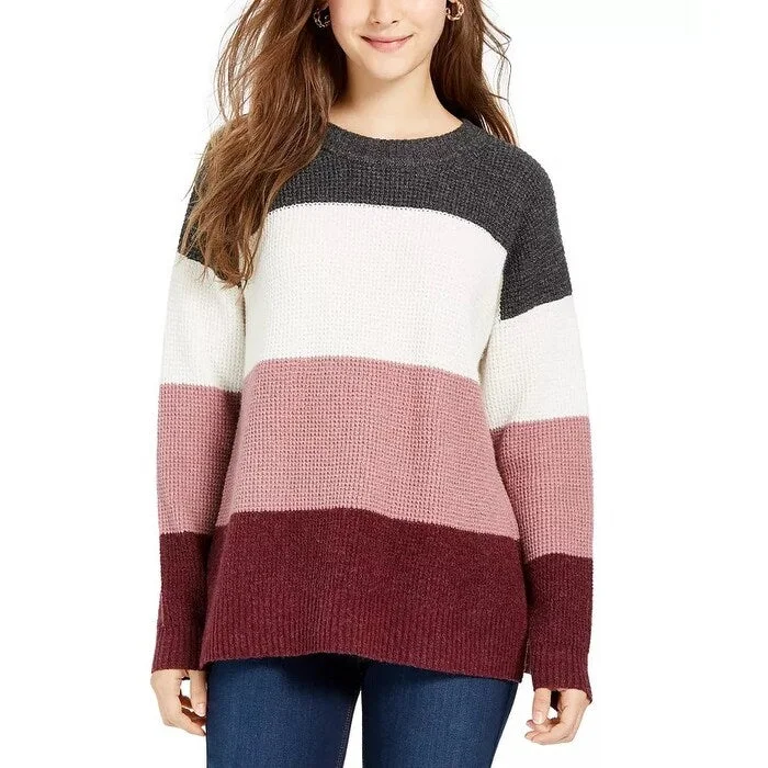 Hippie Rose Juniors' Colorblocked Thermal-Knit Sweater Red Size X-Small - XS