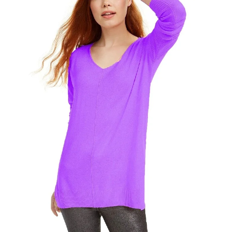 Hippie Rose Juniors' V-Neck Tunic Sweater Purple Size Large