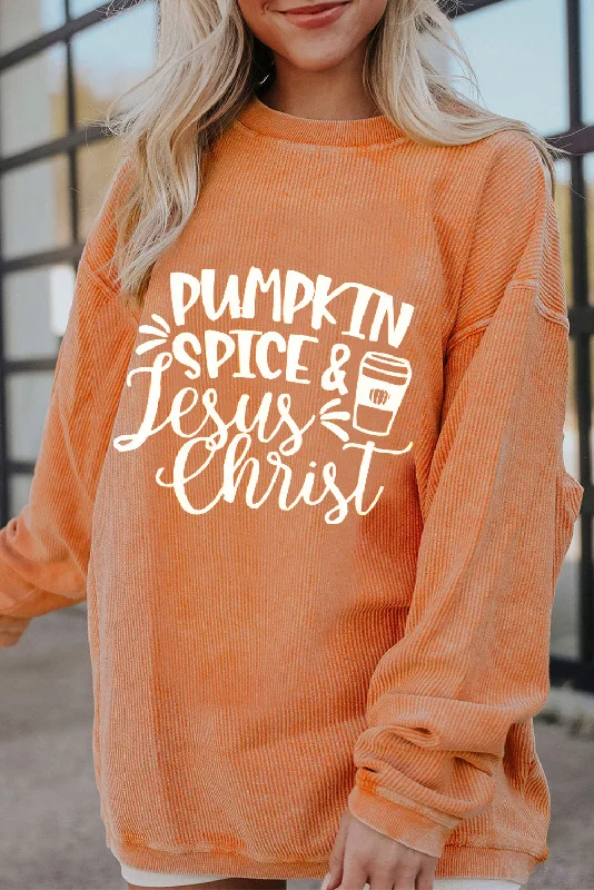 Pumpkin Spice & Jesus Christ Women's Long Sleeve Oversize Sweatshirt