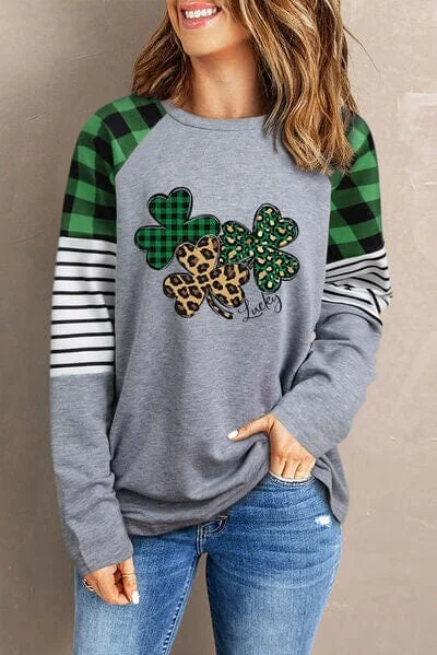 Lucky Clover Raglan Sleeve Sweatshirt