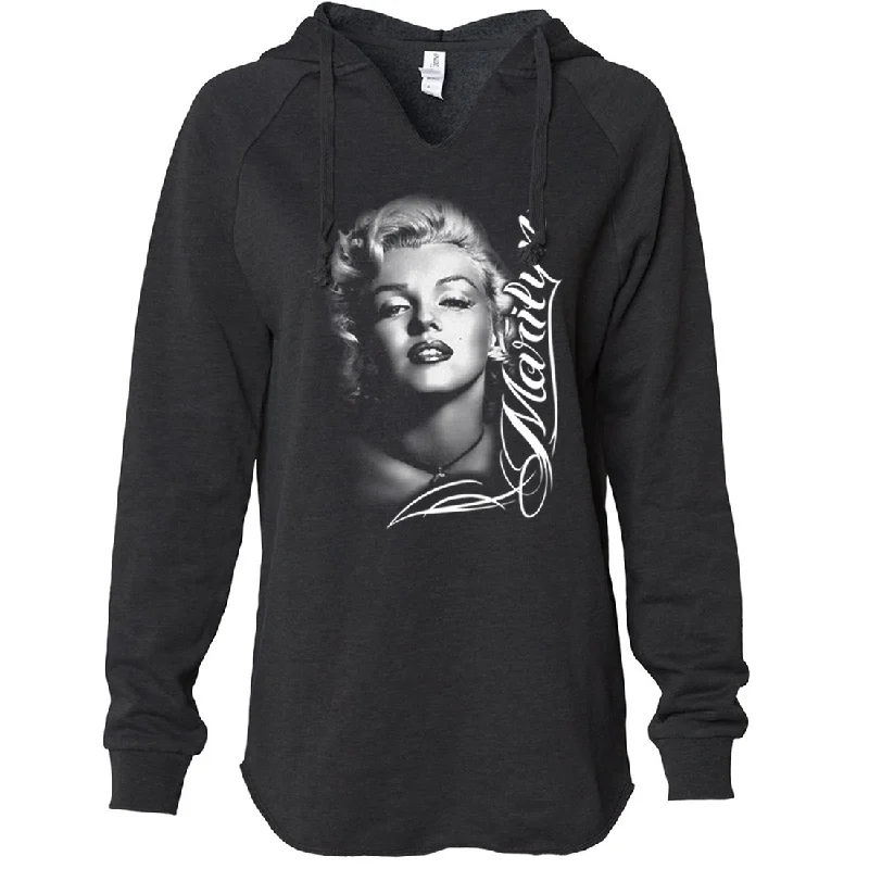 Marilyn Monroe Portrait Signature Women's Soft Hooded Pullover