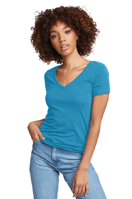 Next Level Womens Ideal Jersey Short Sleeve V-Neck T-Shirt - Turquoise Blue