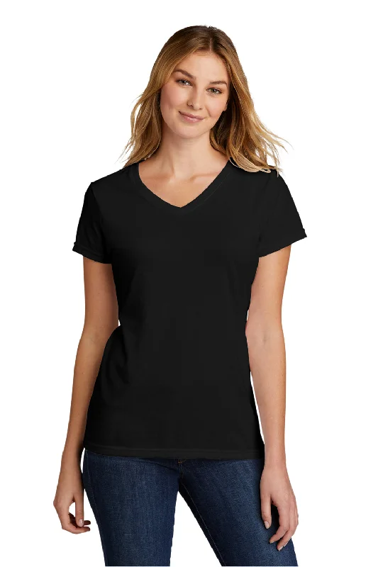 Port & Company Womens Short Sleeve V-Neck T-Shirt - Black