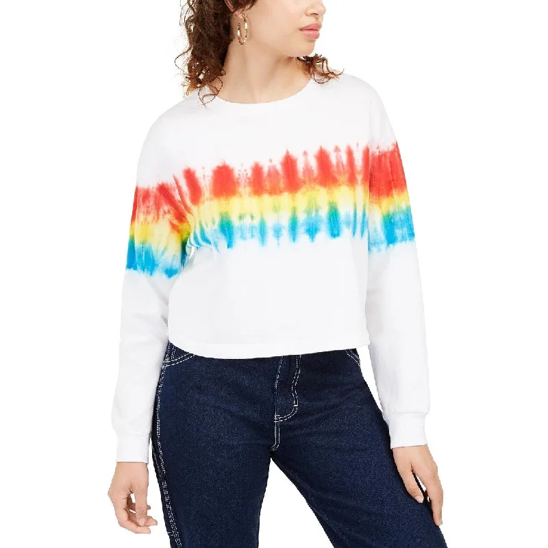 Rebellious One Juniors' Tie-Dyed Sweatshirt White Size Medium