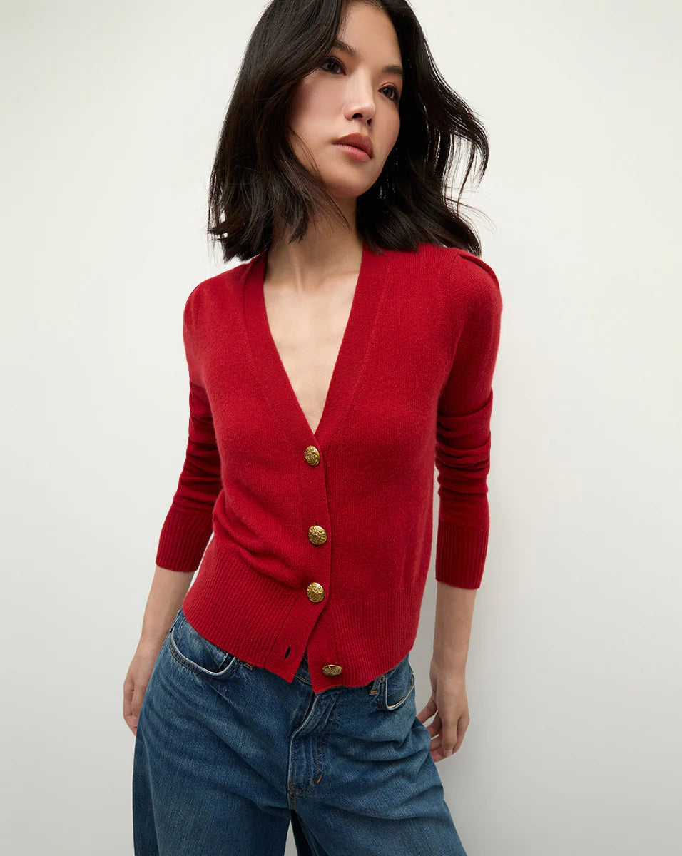 Solene Cashmere Cardigan Crimson