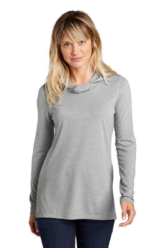 Sport-Tek Womens Moisture Wicking Cowl Neck Long Sleeve T-Shirt - Heather Light Grey