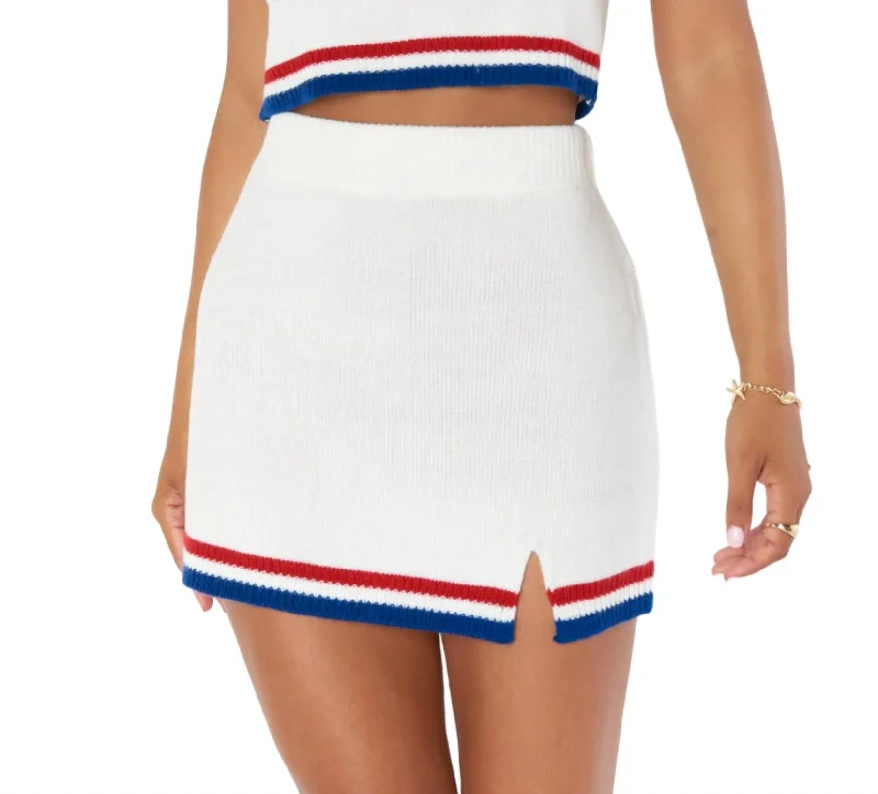 Below Deck Mini Skirt In Usa Stripe Knit