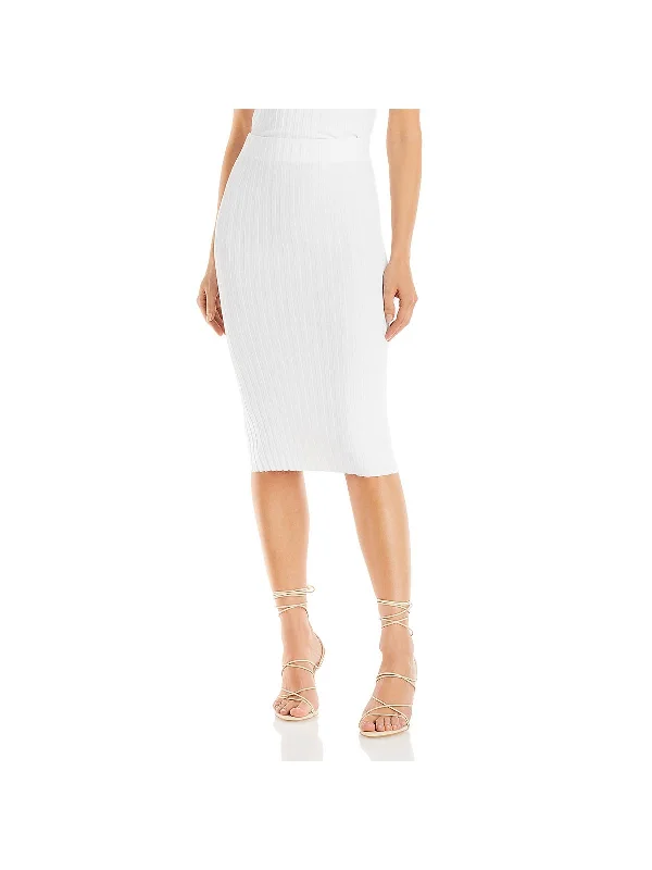 Capri Womens Ribbed Dressy Midi Skirt