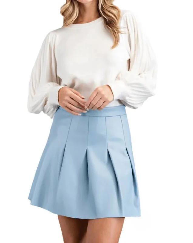 Lindsey Faux Leather Flare Skirt In Periwinkle