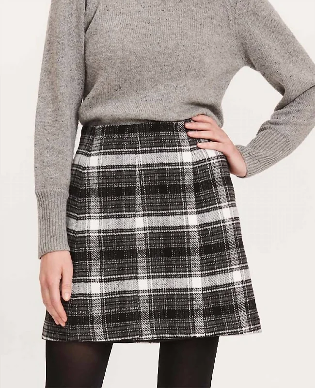 Plaid Panel Mini Skirt In Black Multi